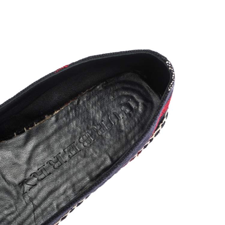 Pre Owned Burberry Navy Blue Nova Check Canvas Espadrilles Size 38