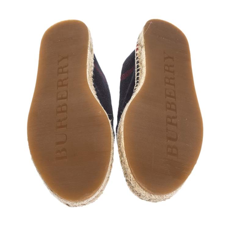Pre Owned Burberry Navy Blue Nova Check Canvas Espadrilles Size 38