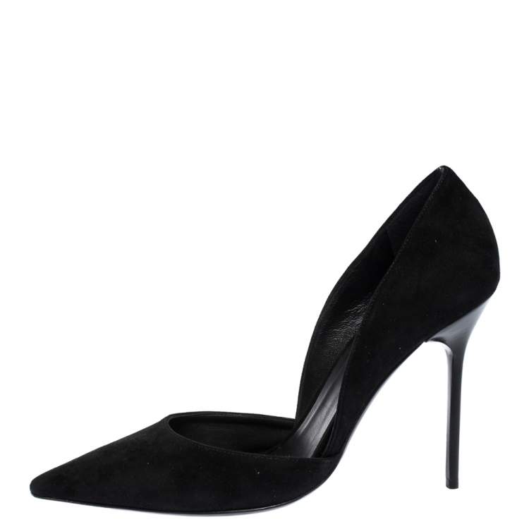 Pre Owned Burberry Black Suede Leather Virna D 'Orsay Pointed Toe Pumps Size 40