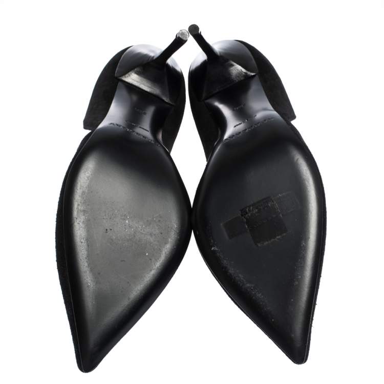 Pre Owned Burberry Black Suede Leather Virna D 'Orsay Pointed Toe Pumps Size 36.5