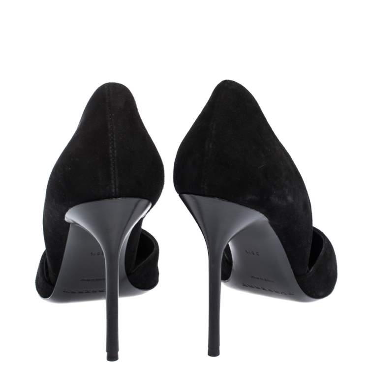 Pre Owned Burberry Black Suede Leather Virna D 'Orsay Pointed Toe Pumps Size 36.5