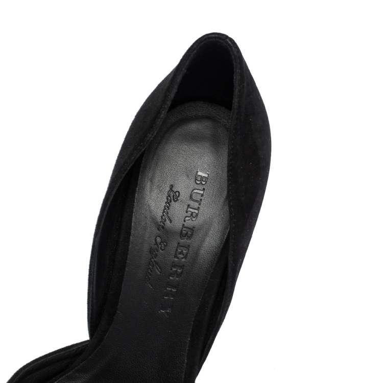 Pre Owned Burberry Black Suede Leather Virna D 'Orsay Pointed Toe Pumps Size 36.5