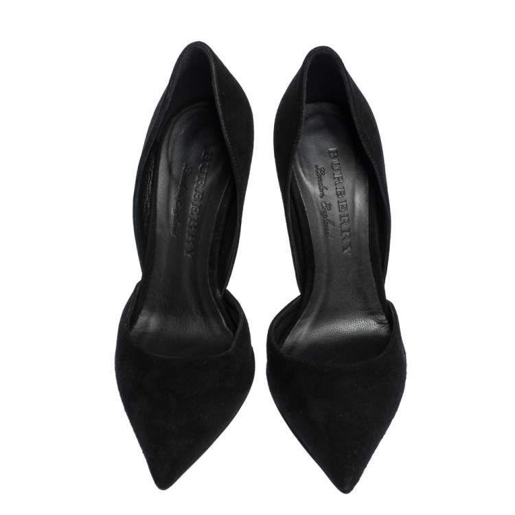 Pre Owned Burberry Black Suede Leather Virna D 'Orsay Pointed Toe Pumps Size 36.5