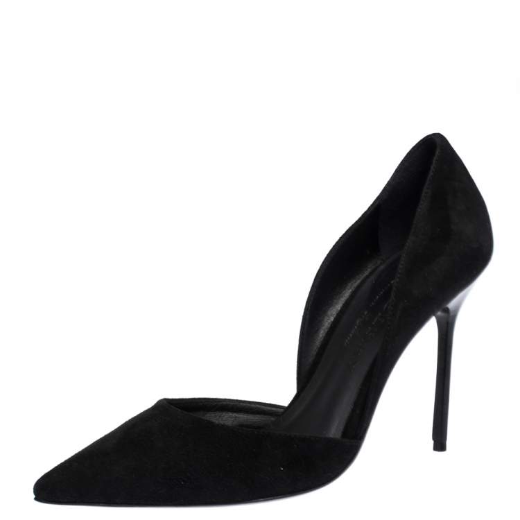 Pre Owned Burberry Black Suede Leather Virna D 'Orsay Pointed Toe Pumps Size 36.5