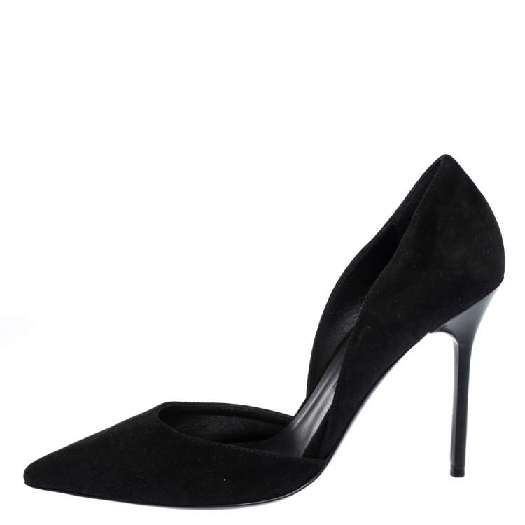 Pre Owned Burberry Black Suede Leather Virna D 'Orsay Pointed Toe Pumps Size 36.5