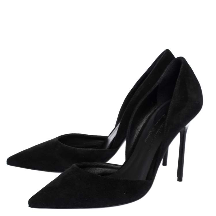 Pre Owned Burberry Black Suede Leather Virna D 'Orsay Pointed Toe Pumps Size 36.5