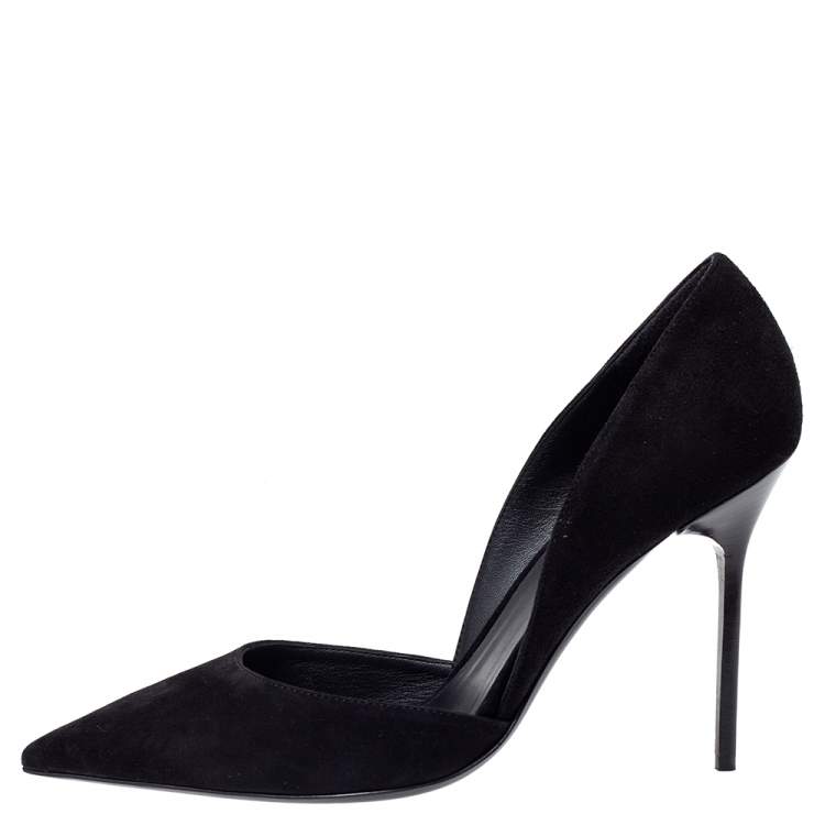 Pre Owned Burberry Black Suede Leather Virna D 'Orsay Pointed Toe Pumps Size 41