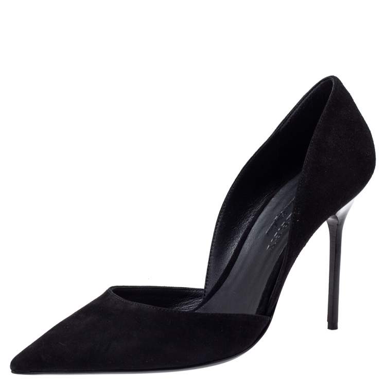Pre Owned Burberry Black Suede Leather Virna D 'Orsay Pointed Toe Pumps Size 41