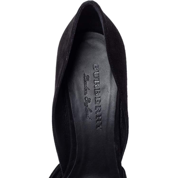 Pre Owned Burberry Black Suede Leather Virna D 'Orsay Pointed Toe Pumps Size 41