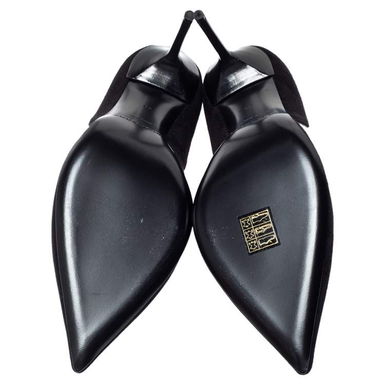 Pre Owned Burberry Black Suede Leather Virna D 'Orsay Pointed Toe Pumps Size 41