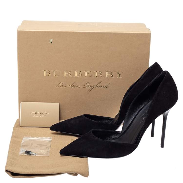 Pre Owned Burberry Black Suede Leather Virna D 'Orsay Pointed Toe Pumps Size 41