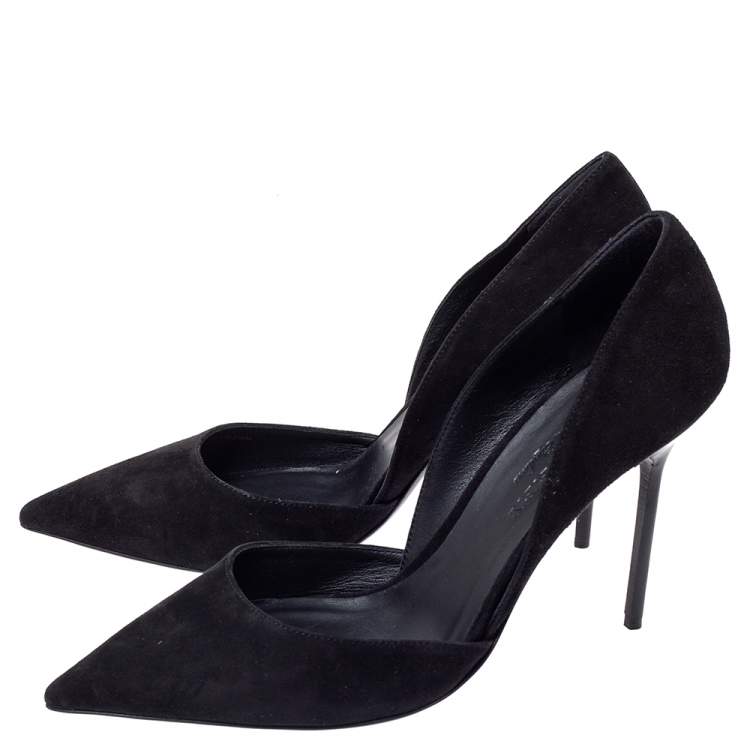 Pre Owned Burberry Black Suede Leather Virna D 'Orsay Pointed Toe Pumps Size 41