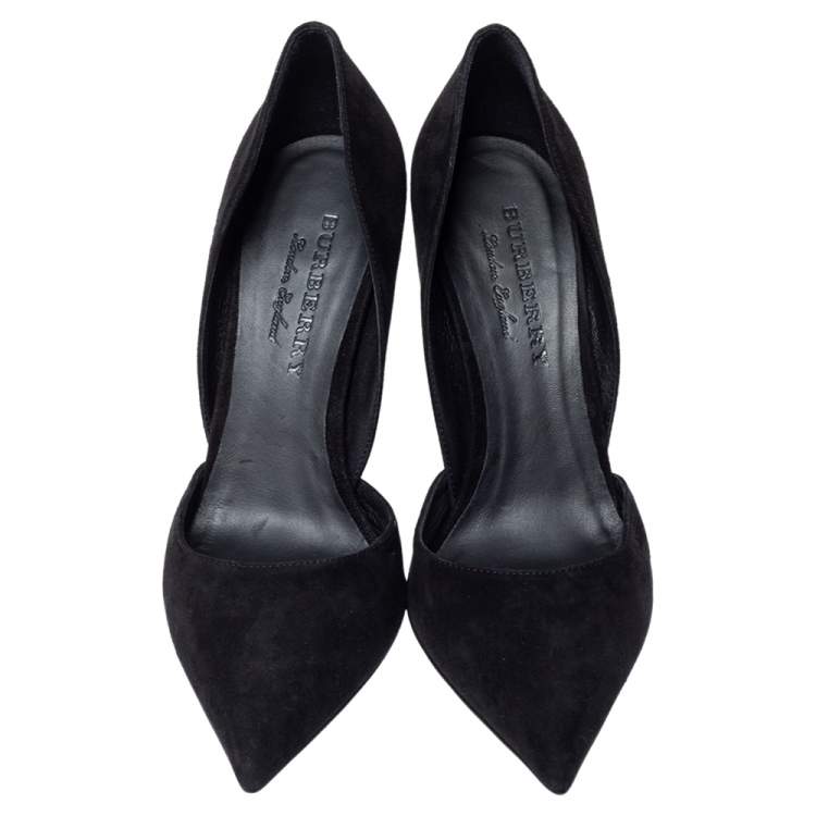 Pre Owned Burberry Black Suede Leather Virna D 'Orsay Pointed Toe Pumps Size 41