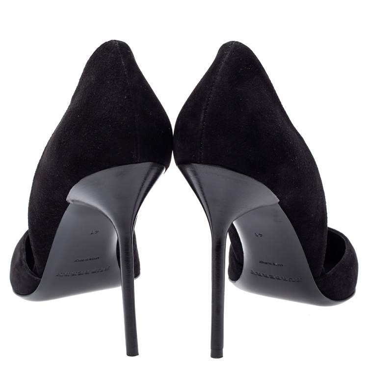 Pre Owned Burberry Black Suede Leather Virna D 'Orsay Pointed Toe Pumps Size 41