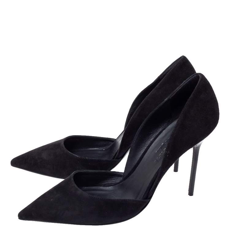 Pre Owned Burberry Black Suede Leather Virna D'Orsay Pointed Toe Pumps Size 38.5