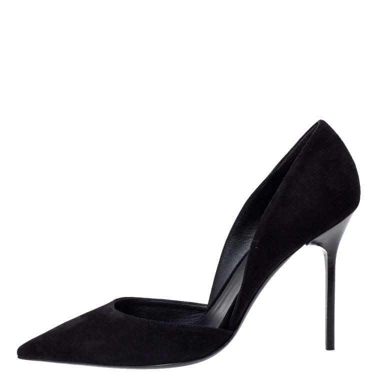 Pre Owned Burberry Black Suede Leather Virna D'Orsay Pointed Toe Pumps Size 38.5