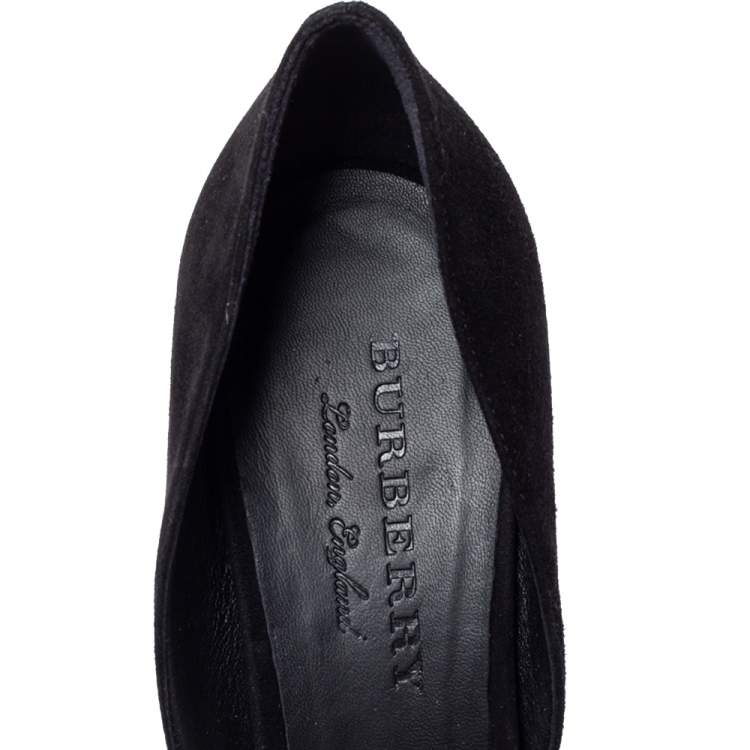 Pre Owned Burberry Black Suede Leather Virna D'Orsay Pointed Toe Pumps Size 38.5