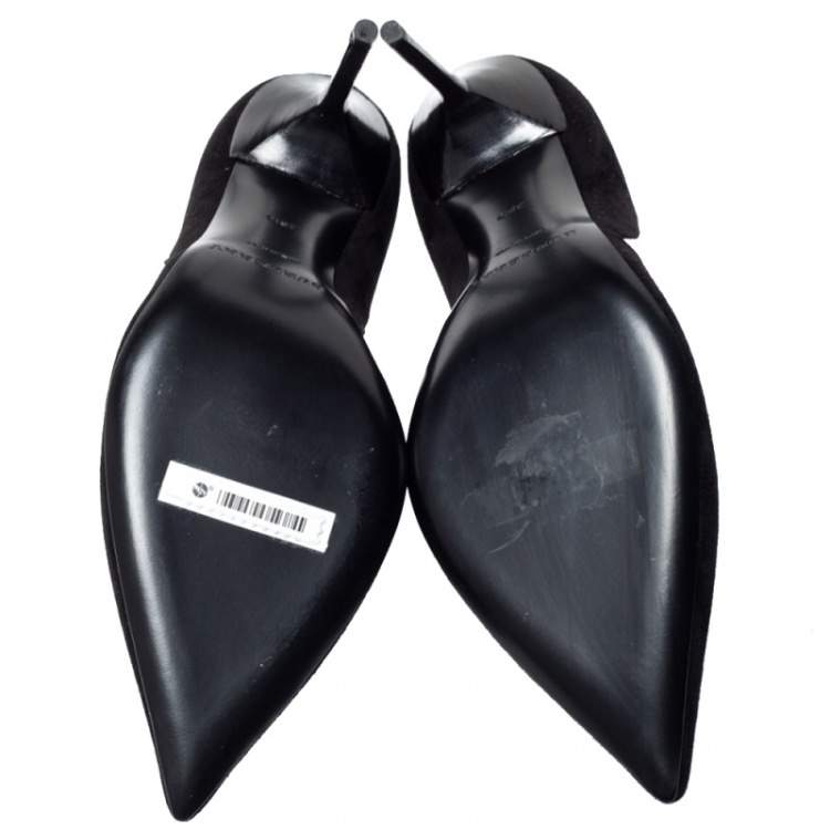 Pre Owned Burberry Black Suede Leather Virna D'Orsay Pointed Toe Pumps Size 38.5