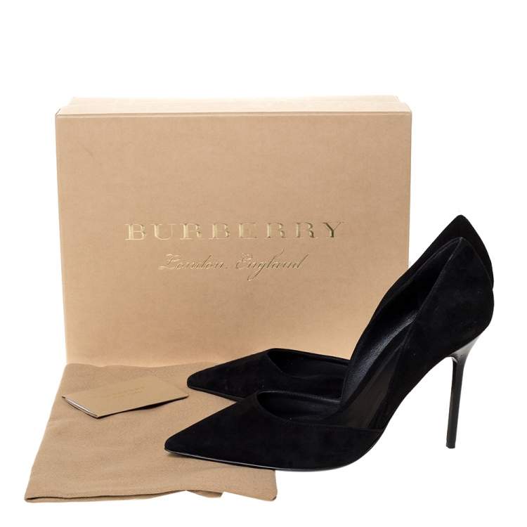 Pre Owned Burberry Black Suede Leather Virna D 'Orsay Pointed Toe Pumps Size 39