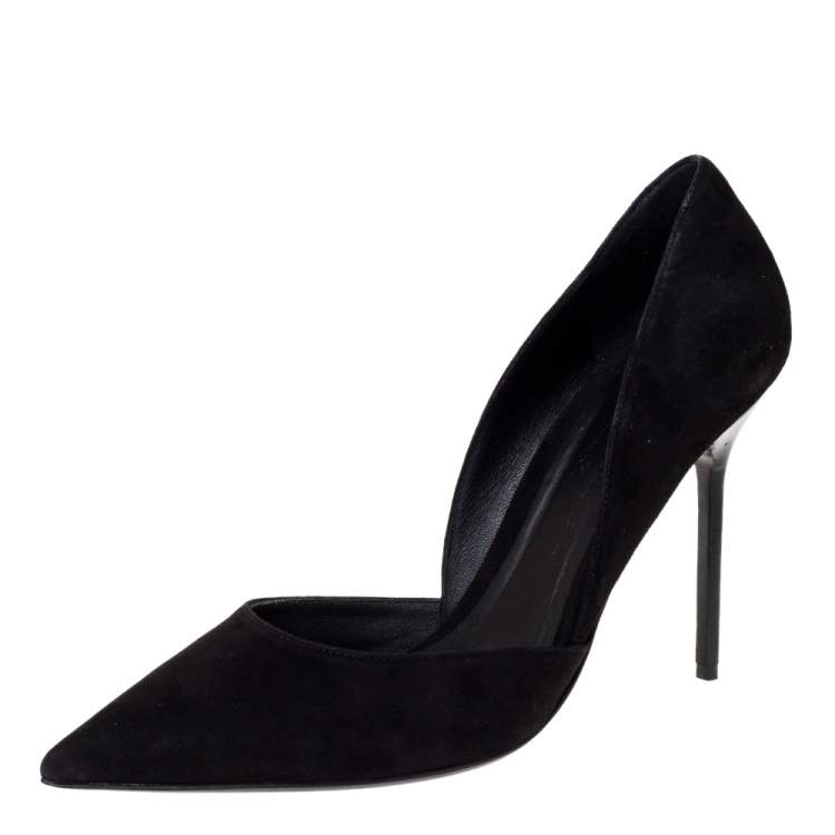 Pre Owned Burberry Black Suede Leather Virna D 'Orsay Pointed Toe Pumps Size 39