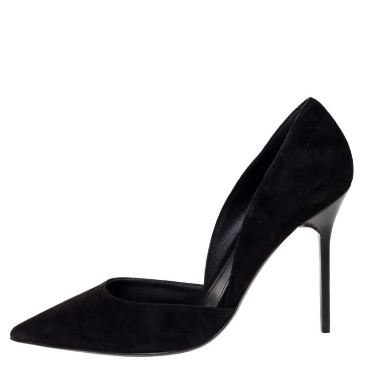 Pre Owned Burberry Black Suede Leather Virna D 'Orsay Pointed Toe Pumps Size 39