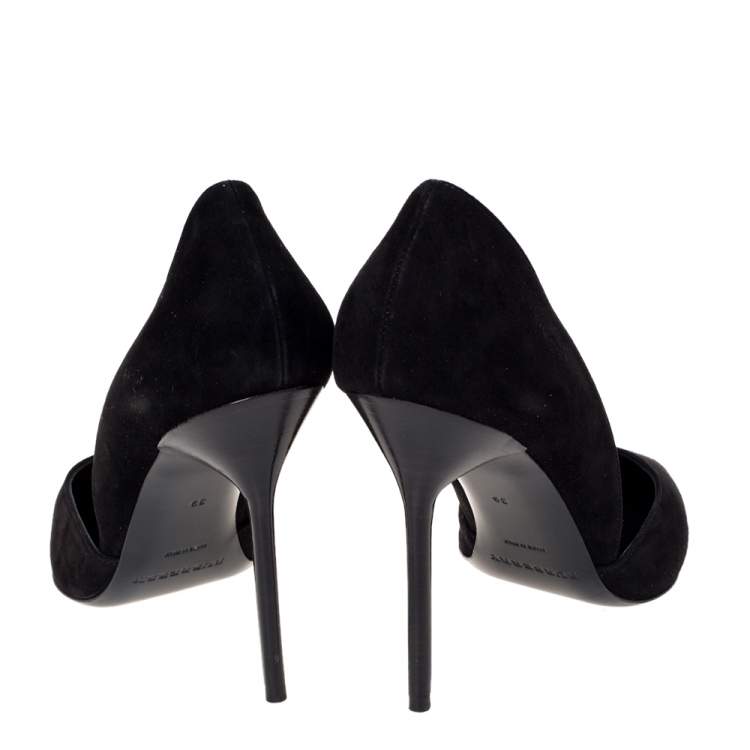 Pre Owned Burberry Black Suede Leather Virna D 'Orsay Pointed Toe Pumps Size 39