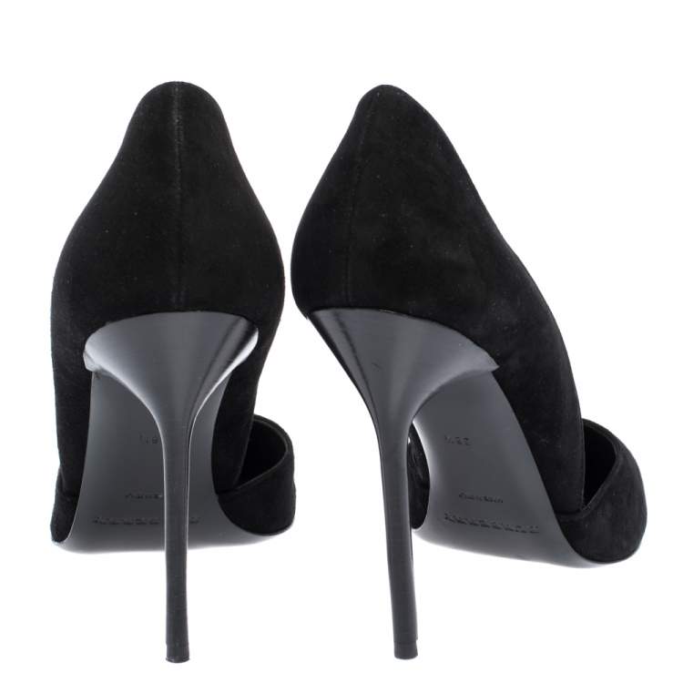 Pre Owned Burberry Black Suede Leather Virna D'Orsay Pointed Toe Pumps Size 38.5