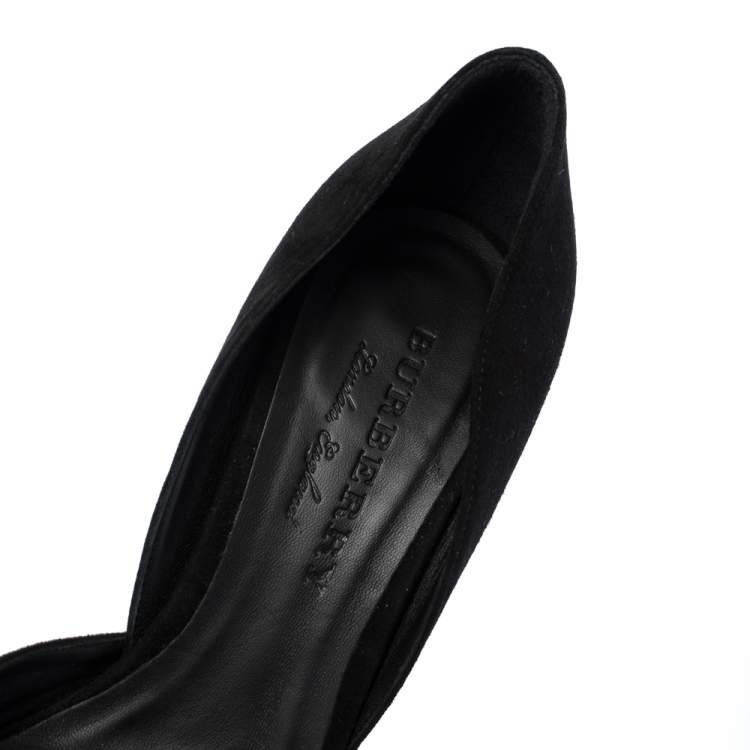 Pre Owned Burberry Black Suede Leather Virna D'Orsay Pointed Toe Pumps Size 38.5