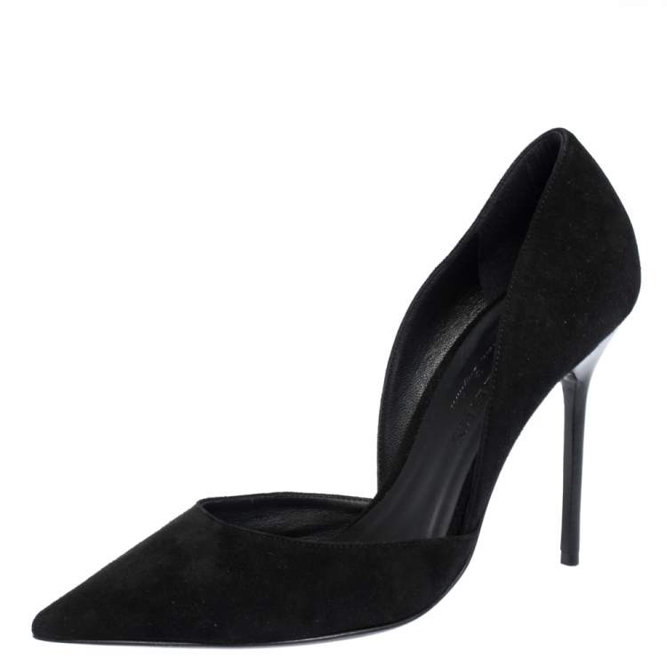 Pre Owned Burberry Black Suede Leather Virna D'Orsay Pointed Toe Pumps Size 38.5