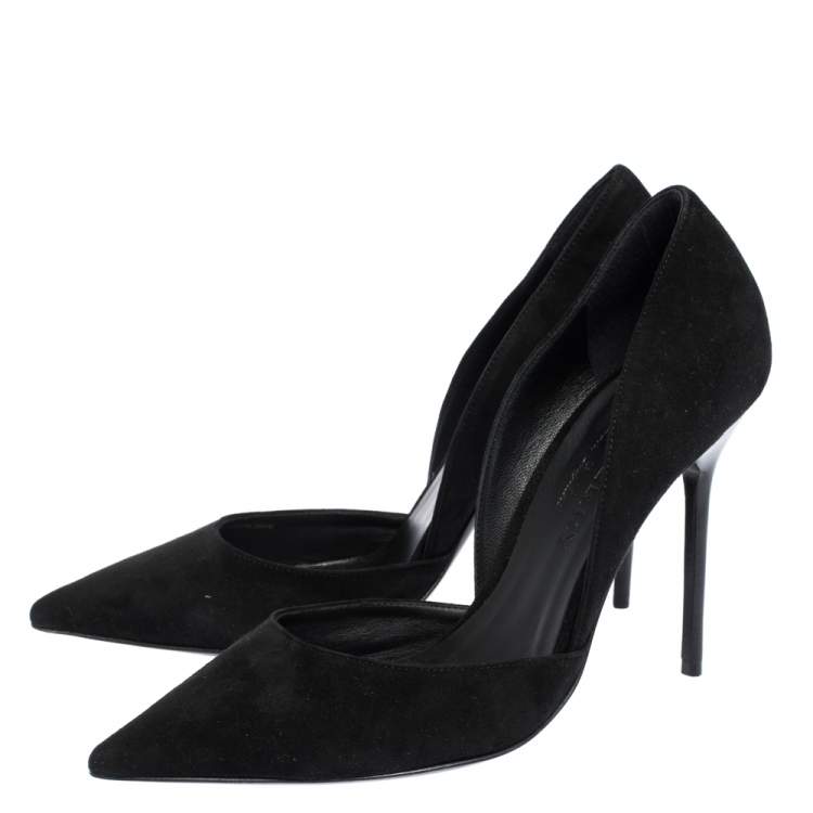 Pre Owned Burberry Black Suede Leather Virna D'Orsay Pointed Toe Pumps Size 38.5
