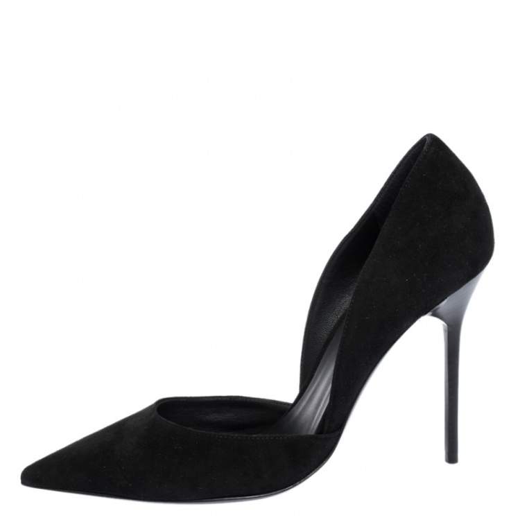Pre Owned Burberry Black Suede Leather Virna D'Orsay Pointed Toe Pumps Size 38.5