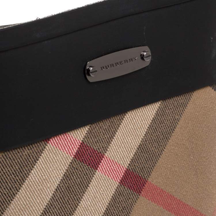 Pre Owned Burberry Black House Check Fabric and Rubber Rain Boots Size 38