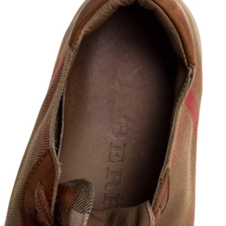 Pre Owned Burberry Multicolor Canvas and Leather Low Top Lace Up Sneakers Size 37