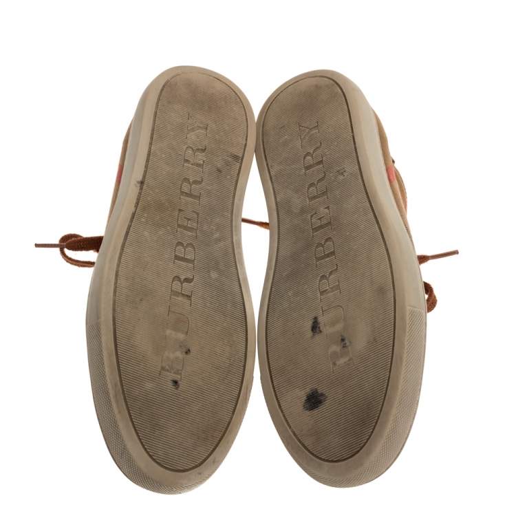 Pre Owned Burberry Multicolor Canvas and Leather Low Top Lace Up Sneakers Size 37
