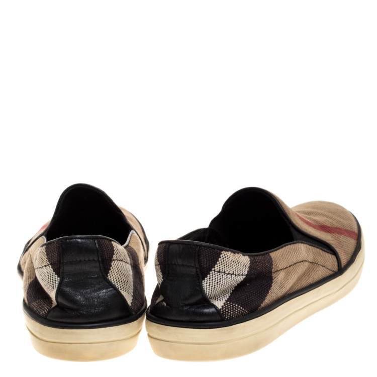 Pre Owned Burberry Brown Canvas Gauden Slip On Sneakers Size 38