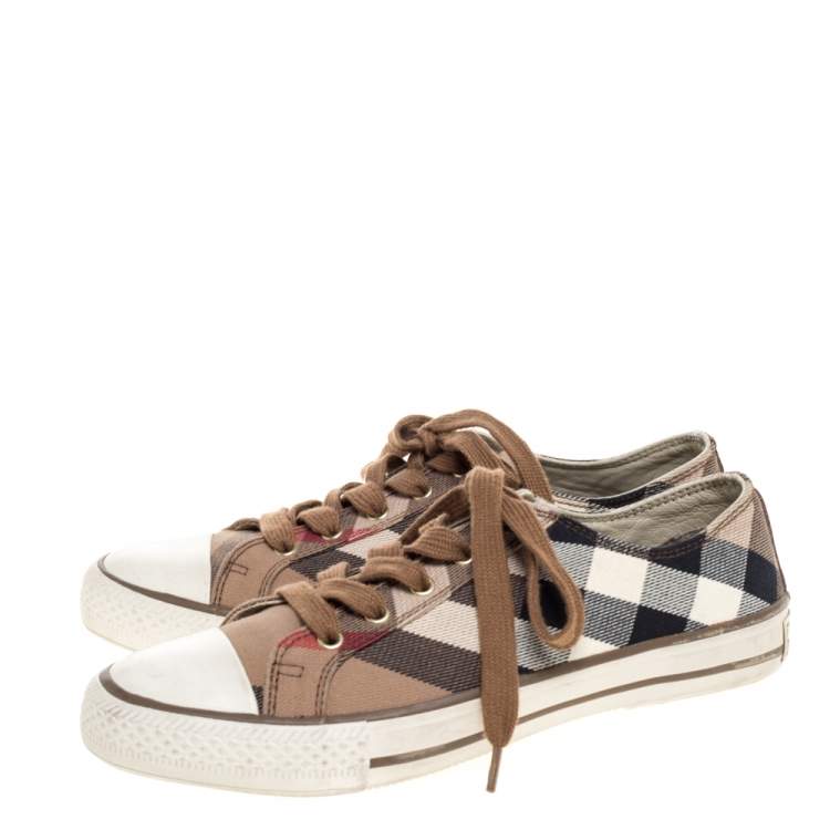 مملوكة مسبقًا Burberry Multicolor Check Canvas And Rubber Cap Toe Sneakers Size 39