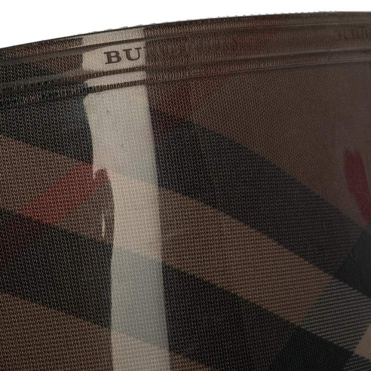 Pre Owned Burberry Brown Nova Check Rubber Rain Boots Size 41