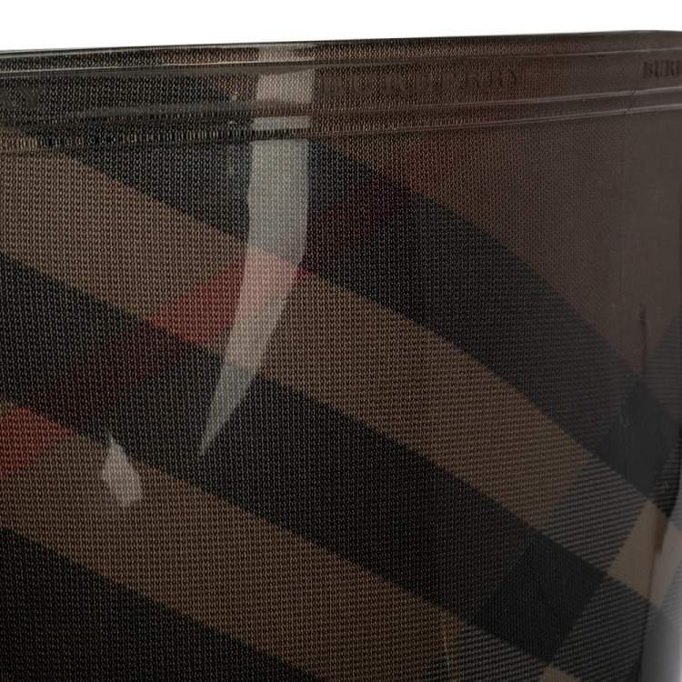 Pre Owned Burberry Brown Nova Check Rubber Rain Boots Size 41