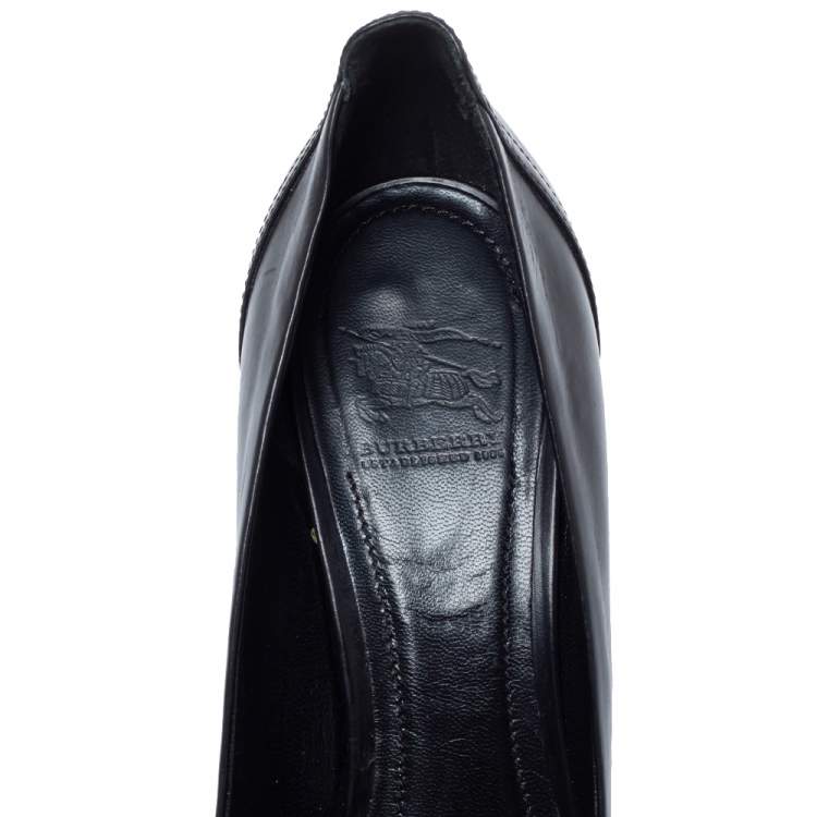 Pre Owned Burberry Black Leather Mary Jane Embellished Pumps Size 41