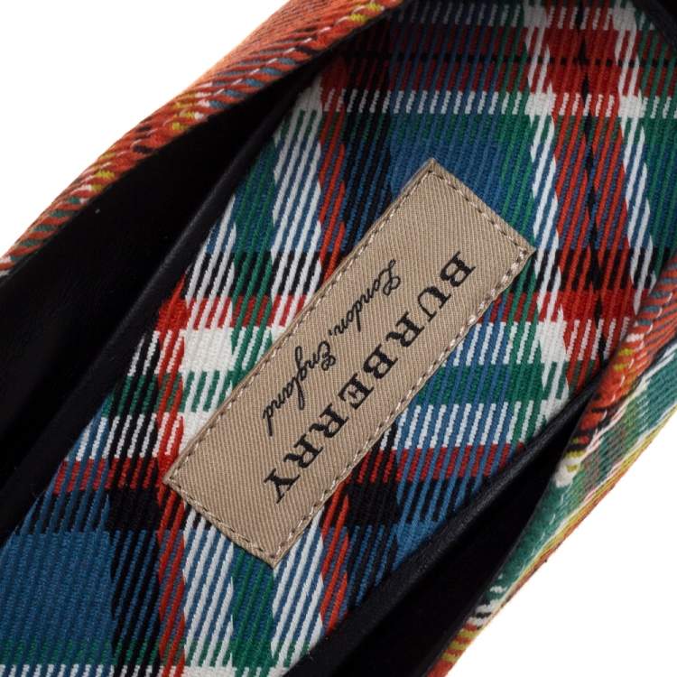Pre Owned Burberry Multicolor Check Canvas Virna Pointed Toe Pumps Size 40