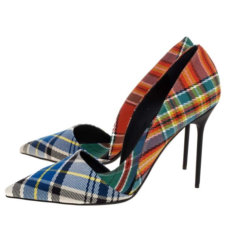 Pre Owned Burberry Multicolor Check Canvas Virna Pointed Toe Pumps Size 40