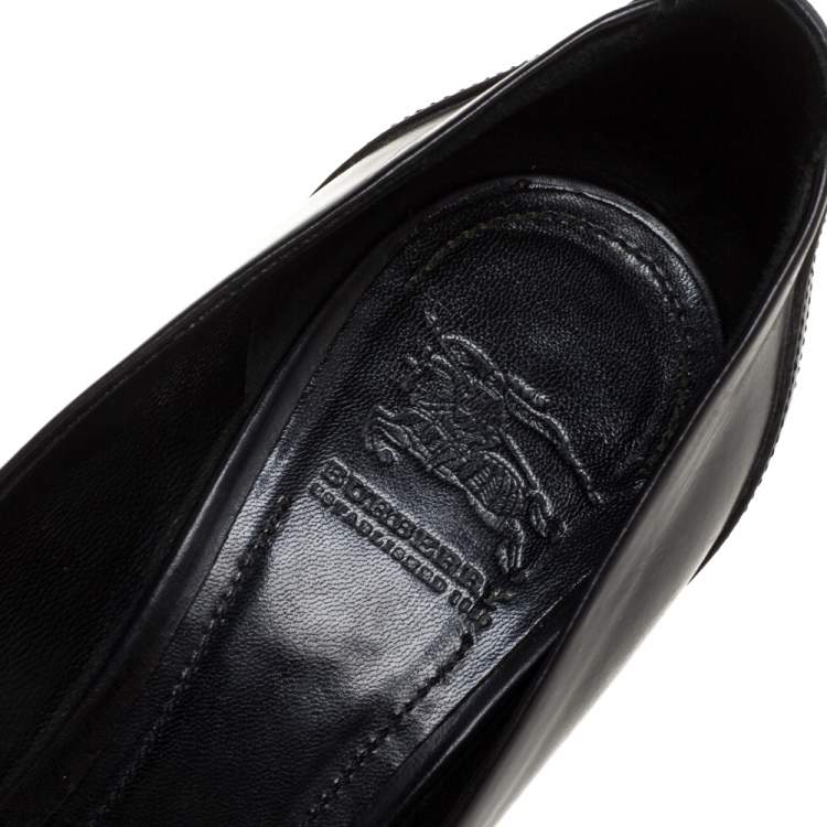 Pre Owned Burberry Black Leather Embellished Mary Jane Pumps Size 38
