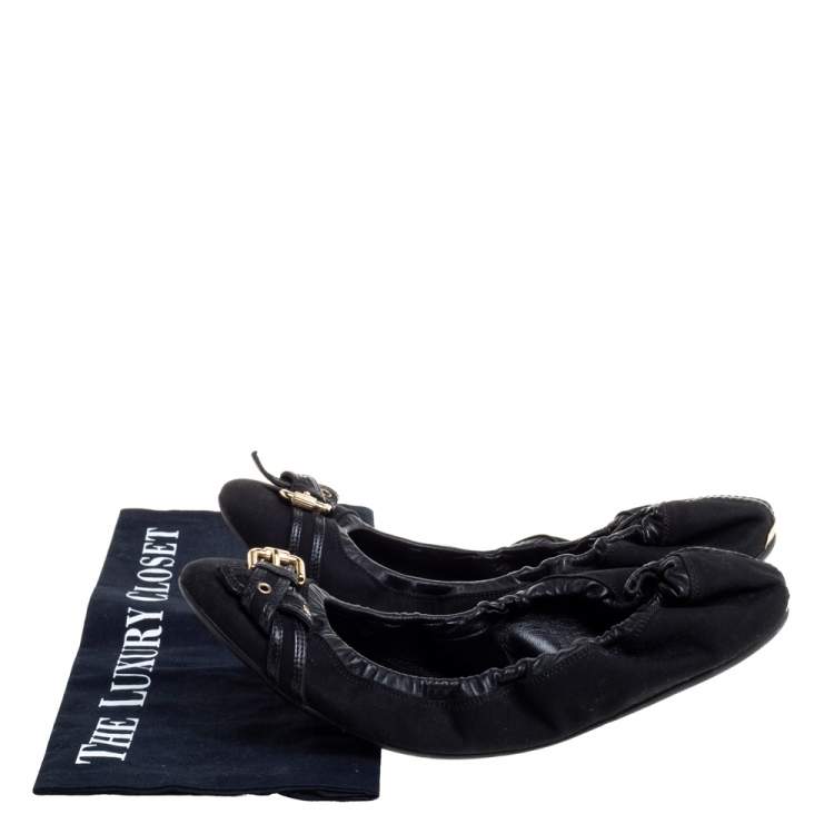 Pre Owned Burberry Black Fabric Thompson Ballerina Flats Size 41