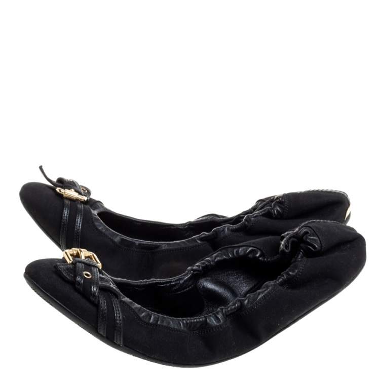 Pre Owned Burberry Black Fabric Thompson Ballerina Flats Size 41