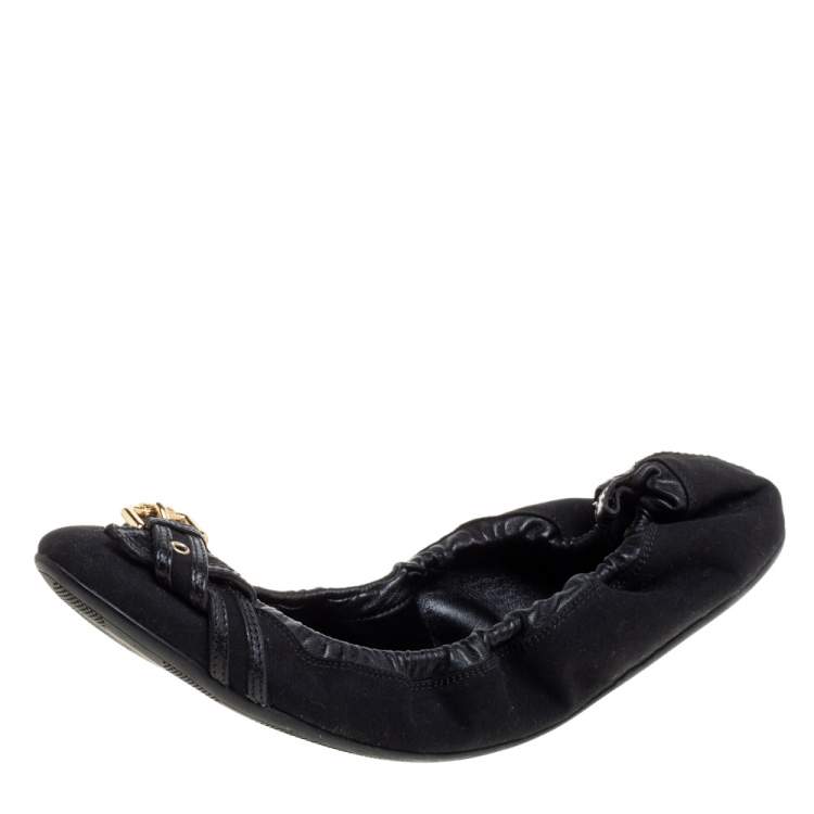 Pre Owned Burberry Black Fabric Thompson Ballerina Flats Size 41