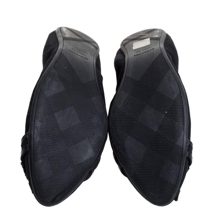 Pre Owned Burberry Black Fabric Thompson Ballerina Flats Size 41