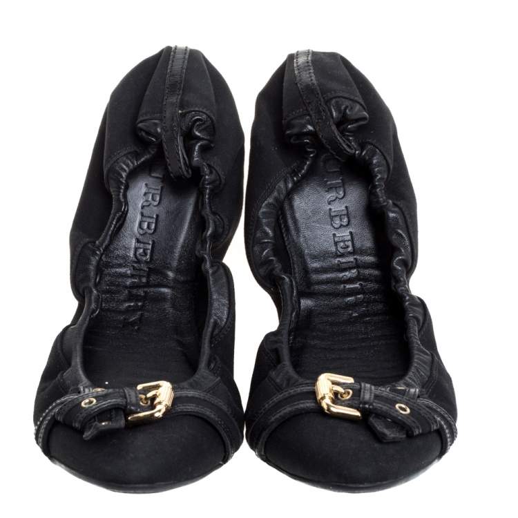 Pre Owned Burberry Black Fabric Thompson Ballerina Flats Size 41