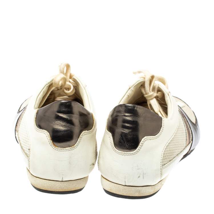 Pre Owned Burberry White Leather and Mesh Low Top Sneakers Size 37