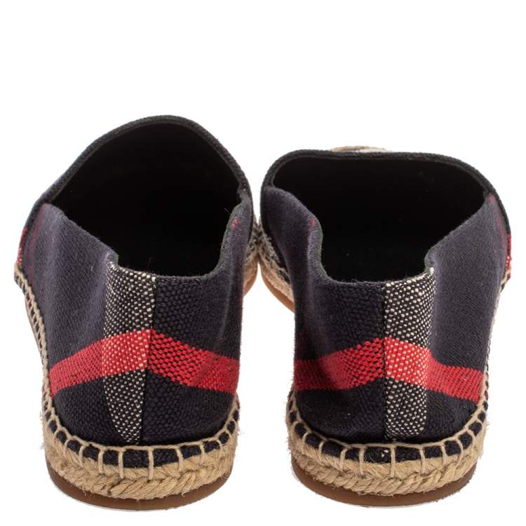 Pre Owned Burberry Navy Blue Nova Check Canvas Espadrilles Size 38