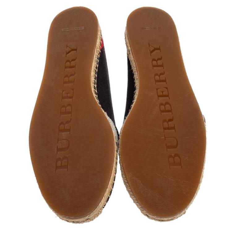 Pre Owned Burberry Navy Blue Nova Check Canvas Espadrilles Size 38